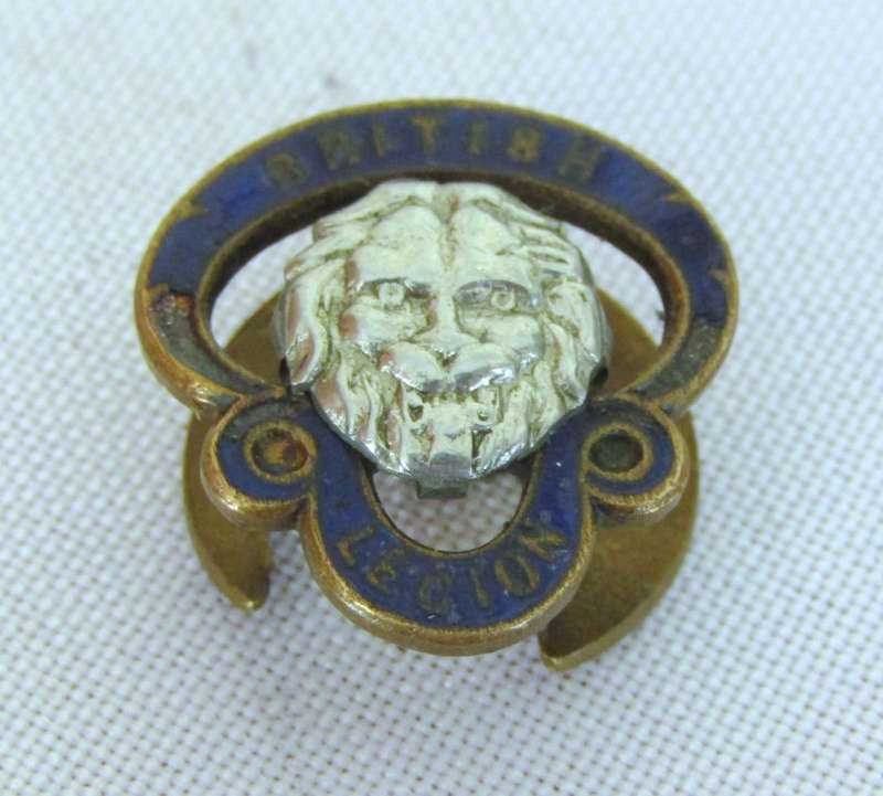 Vintage gilt brass, pot metal and blue enamel British Legion Badge