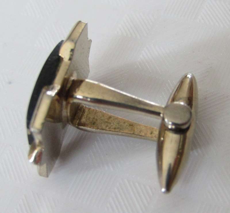 Vintage gold tone simulated onyx with mother of pearl inlay cufflinks