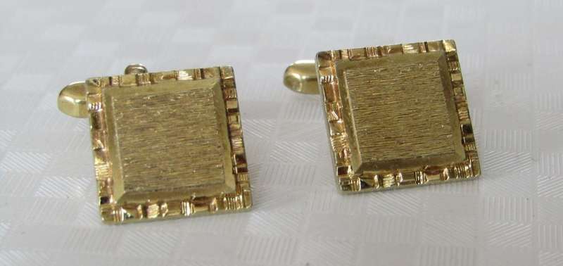 Vintage gold plated square machined cufflinks