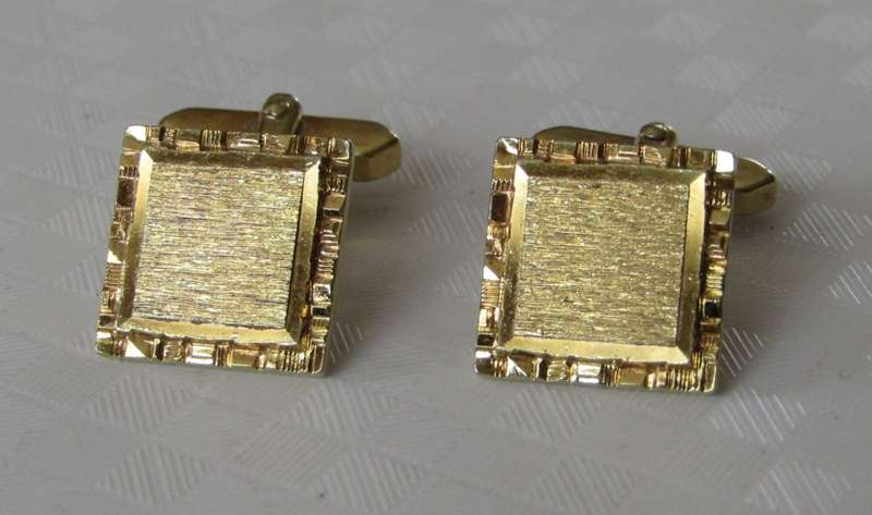 Vintage gold plated square machined cufflinks
