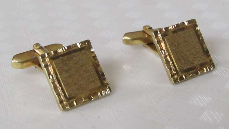 Vintage gold plated square machined cufflinks