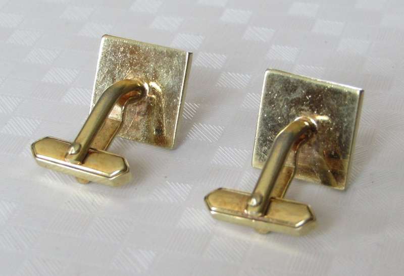 Vintage gold plated square machined cufflinks