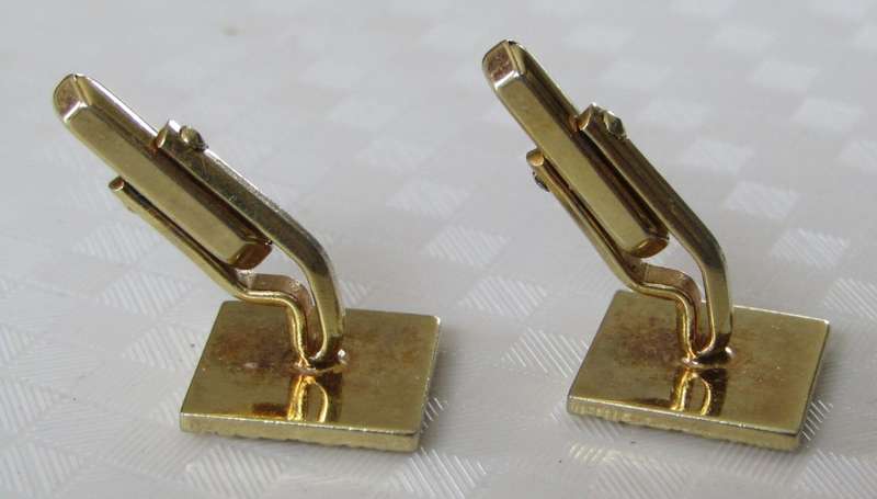 Vintage gold plated square machined cufflinks