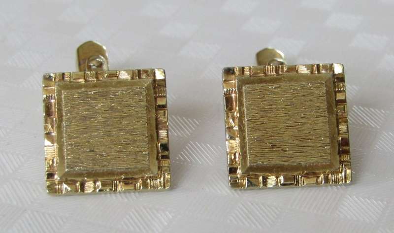 Vintage gold plated square machined cufflinks