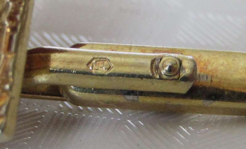 Vintage gold plated square machined cufflinks
