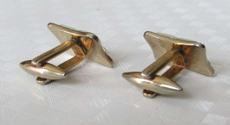 Vintage gilt cufflinks with mother of pearl decoration signed Gilda Stratton