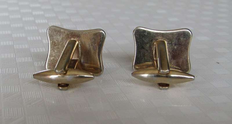 Vintage gilt cufflinks with mother of pearl decoration signed Gilda Stratton