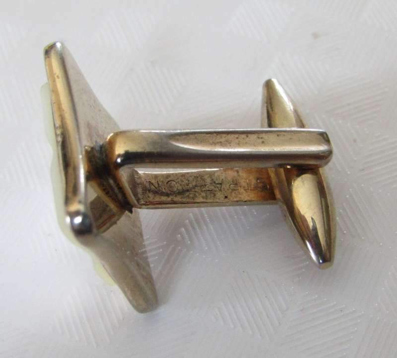 Vintage gilt cufflinks with mother of pearl decoration signed Gilda Stratton