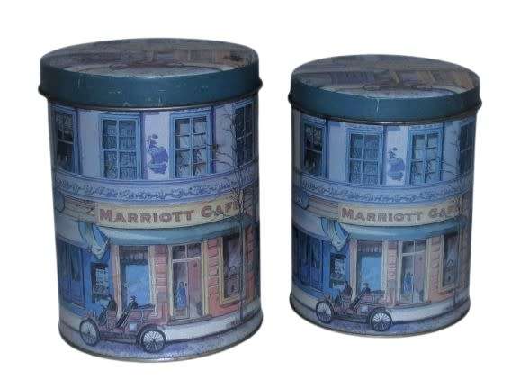 Pair of vintage decorative storage tins