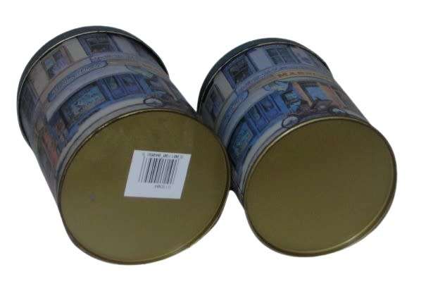 Pair of vintage decorative storage tins