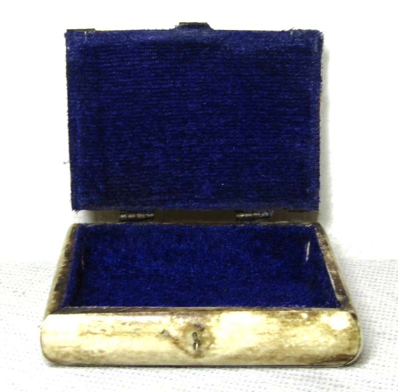 Vintage Camel Bone Trinket/Jewellery box with Brass Hardware and Purple Felt lining Made in India