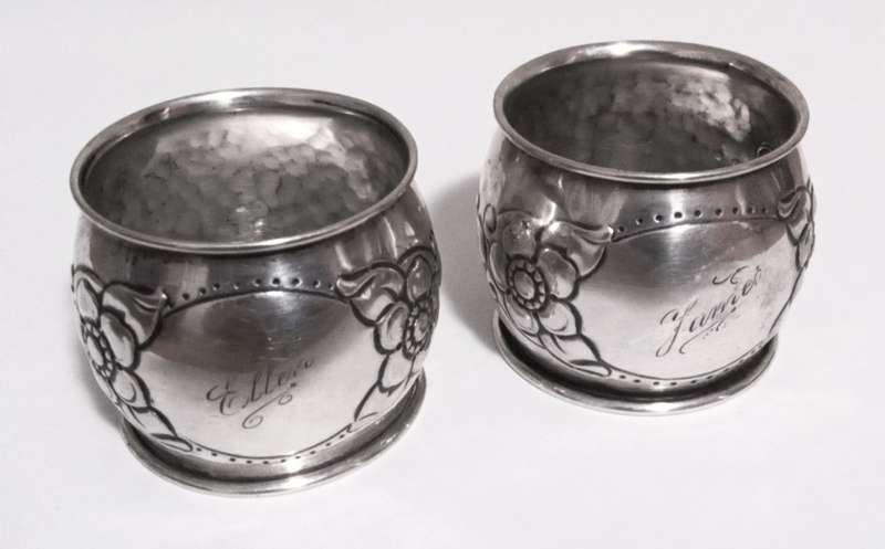 A Pair of Repousse Antique 830S NM Norwegian Silver Napkins ring by Magnus Aase C1920
