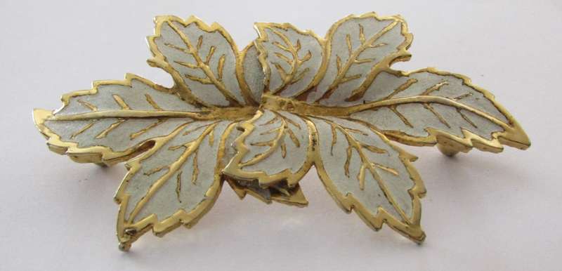 Vintage Gold Tone and Enamel Maple Leaf Belt Buckle