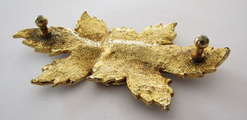 Vintage Gold Tone and Enamel Maple Leaf Belt Buckle