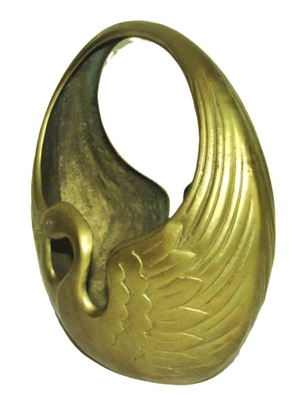 Vintage solid brass Art Deco Style Crane decorative vase c1970 - Made in Korea
