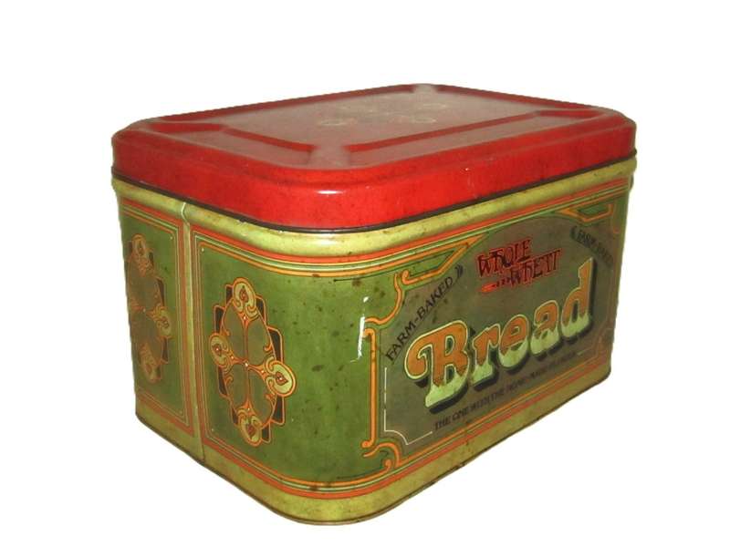 Large Vintage Art Nouveau-Inspired Whole Wheat Bread Storage Tin