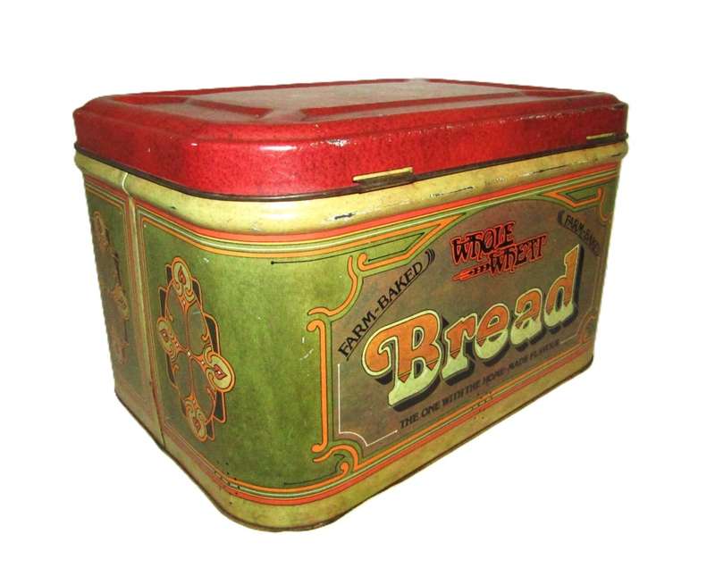 Large Vintage Art Nouveau-Inspired Whole Wheat Bread Storage Tin