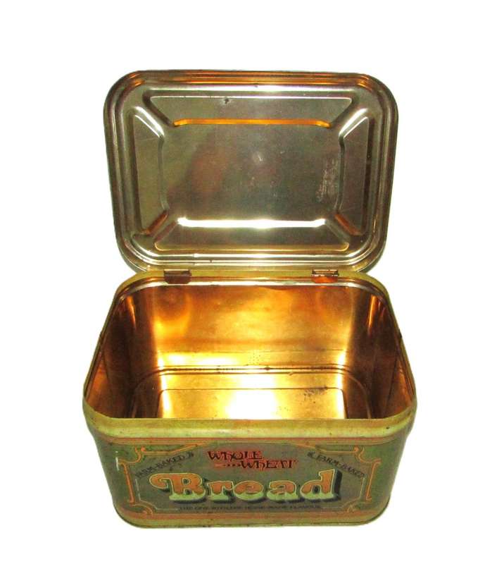 Large Vintage Art Nouveau-Inspired Whole Wheat Bread Storage Tin