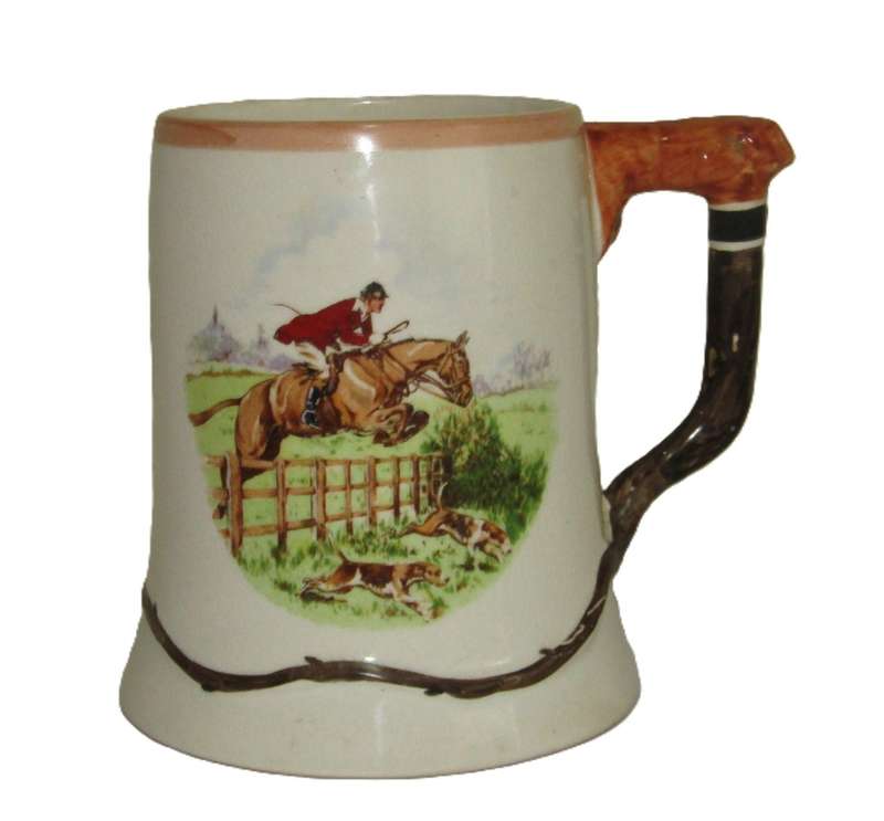 Vintage Ambassador Ware, England. English Hunting Scenes Whip Handle Mug/Tankard c1940