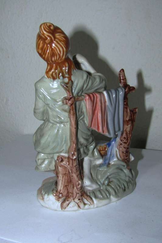 Collectible Ceramic Figurine - Woman Washing in Classic German Style c1980