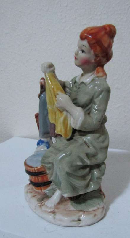 Collectible Ceramic Figurine - Woman Washing in Classic German Style c1980