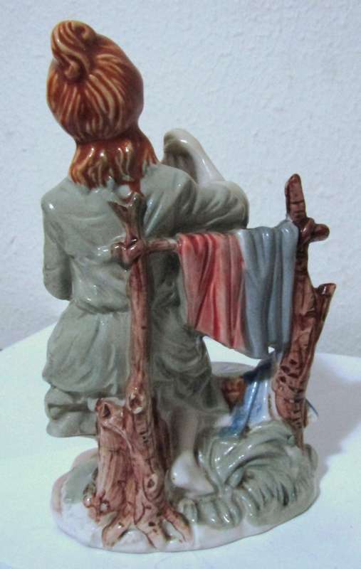 Collectible Ceramic Figurine - Woman Washing in Classic German Style c1980