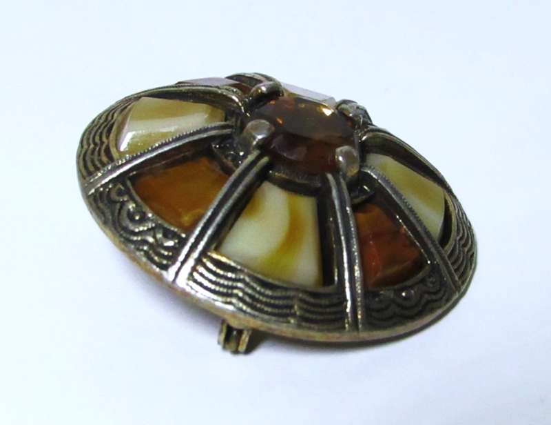 Vintage Celtic Designer Gold Plated Brooch/Cloak Pin Signed Miracle