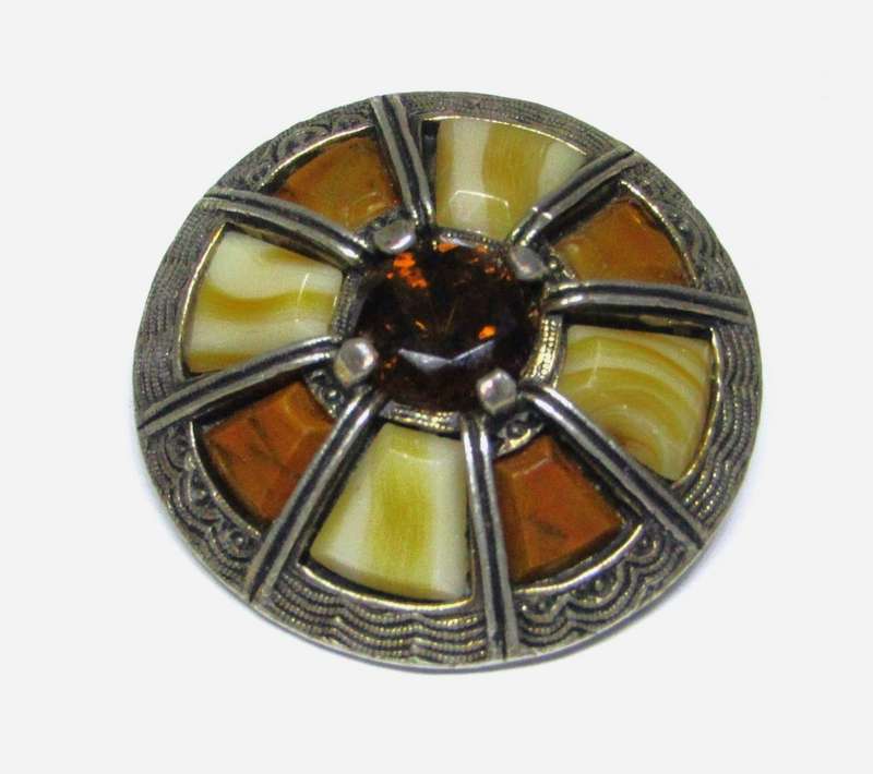 Vintage Celtic Designer Gold Plated Brooch/Cloak Pin Signed Miracle