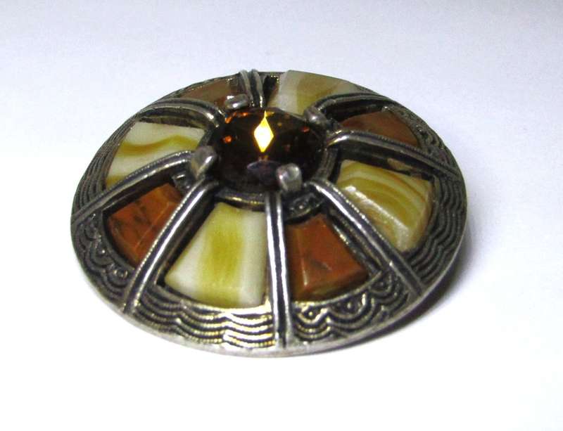 Vintage Celtic Designer Gold Plated Brooch/Cloak Pin Signed Miracle