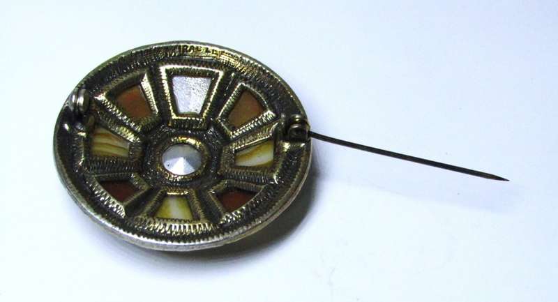 Vintage Celtic Designer Gold Plated Brooch/Cloak Pin Signed Miracle