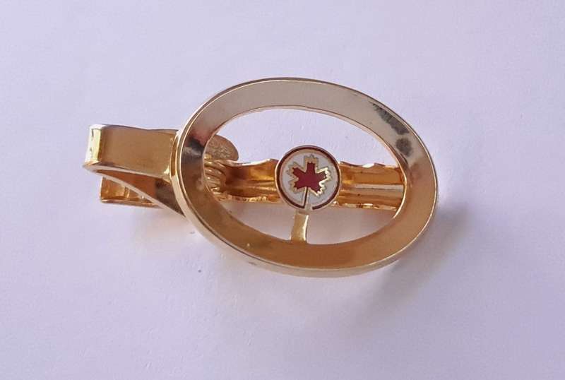 Vintage Gold Tone and Enamel Canadian Maple Leaf Cufflinks and Tie Clip