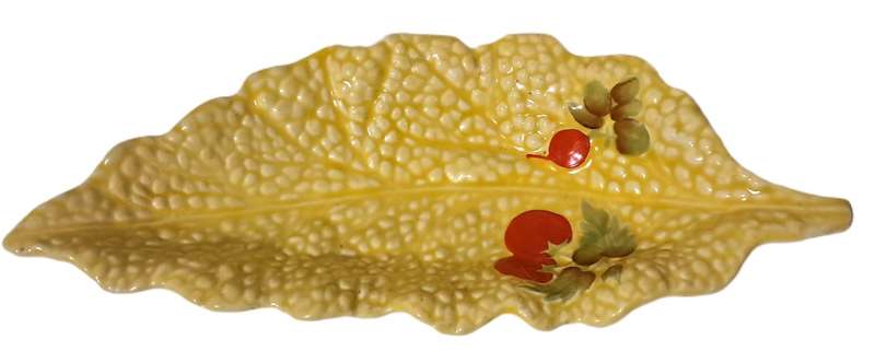 Vintage Crown Devon Yellow Tomato & Radish Leaf Dish (1930-1965)