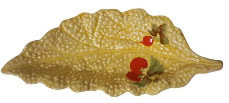 Vintage Crown Devon Yellow Tomato & Radish Leaf Dish (1930-1965)