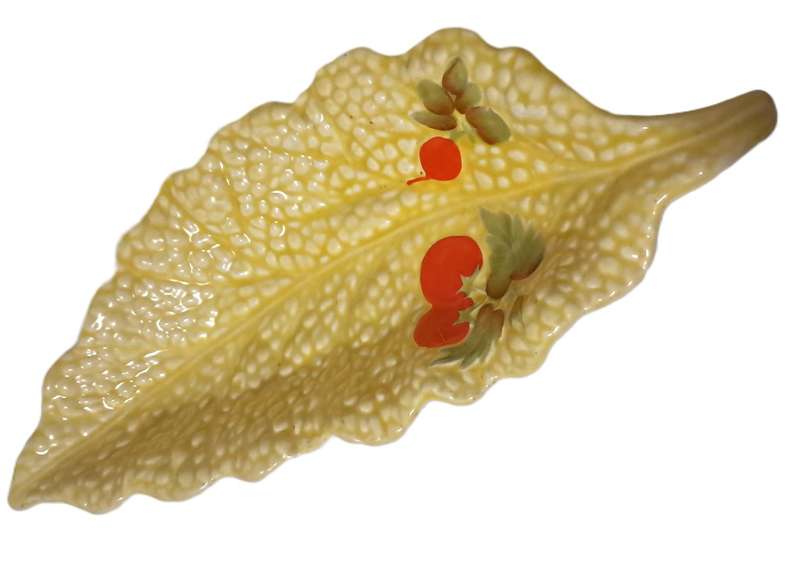 Vintage Crown Devon Yellow Tomato & Radish Leaf Dish (1930-1965)