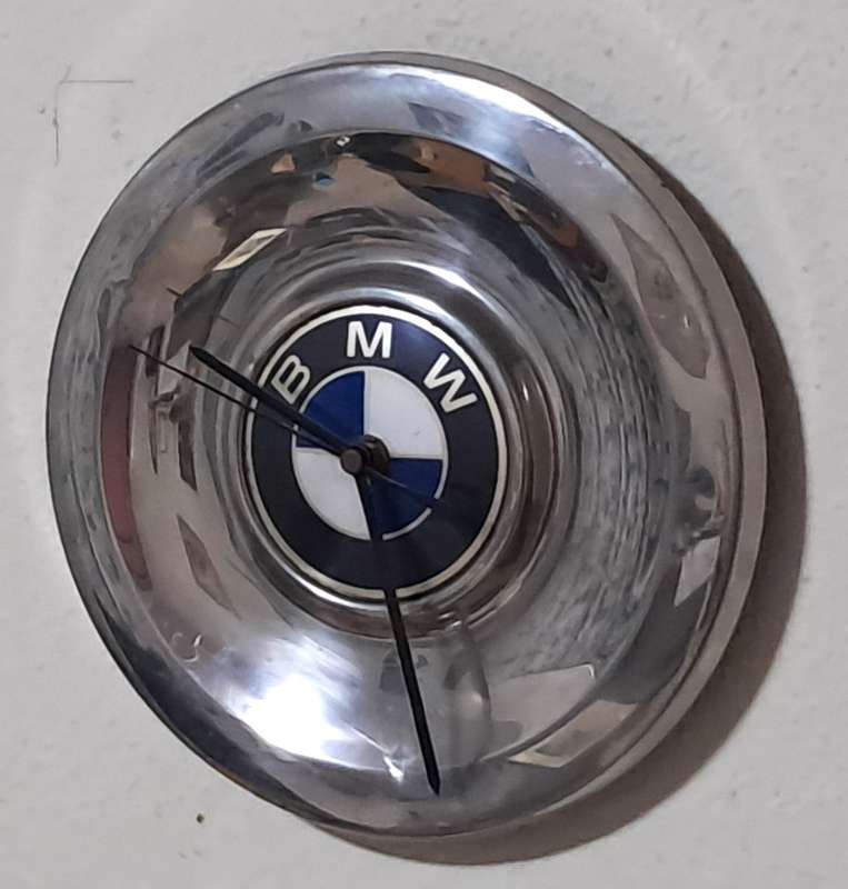 Vintage BMW 1960s Chrome Hubcap Wall Clock