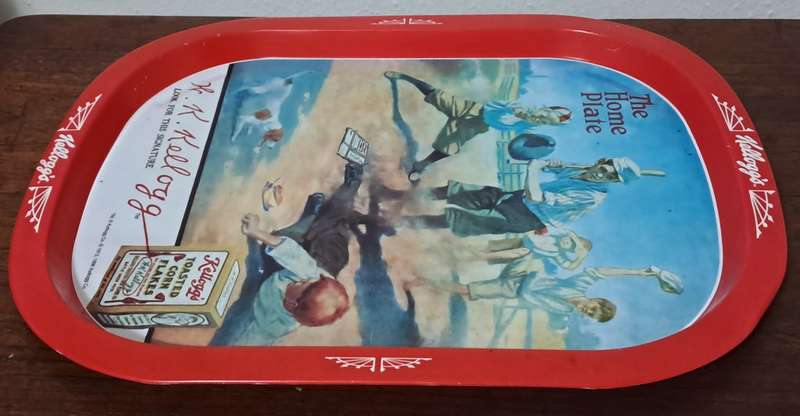 Collectible Kellogg`s Tray - `Reddy`s Great Slide to the Home Plate` 1912 Advertisement c1996
