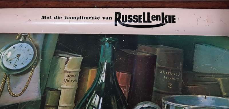 Vintage Tray featuring Russell and Co advertising