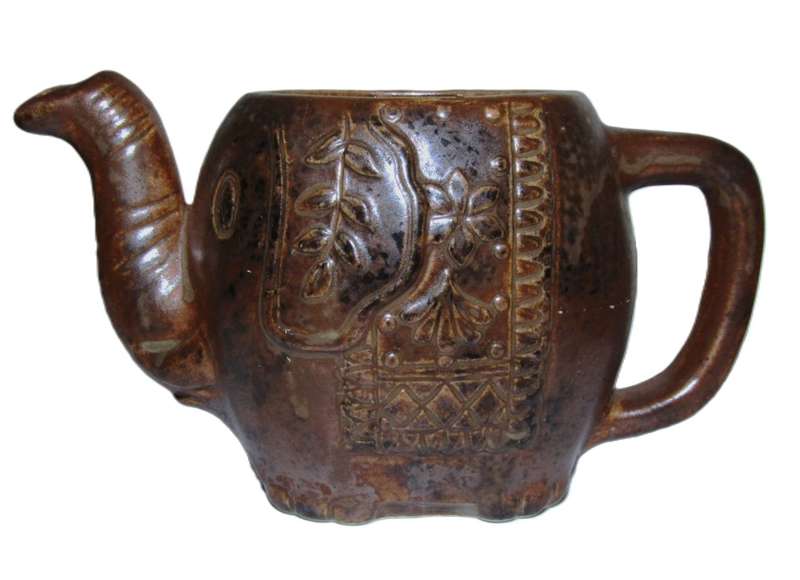 Vintage Brown Ceramic Elephant Incense Burner