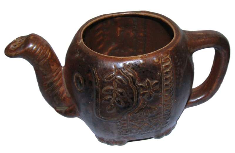 Vintage Brown Ceramic Elephant Incense Burner
