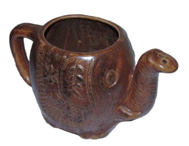 Vintage Brown Ceramic Elephant Incense Burner