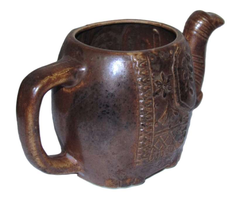 Vintage Brown Ceramic Elephant Incense Burner