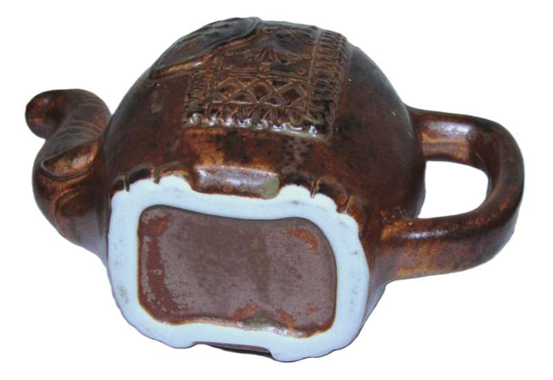 Vintage Brown Ceramic Elephant Incense Burner