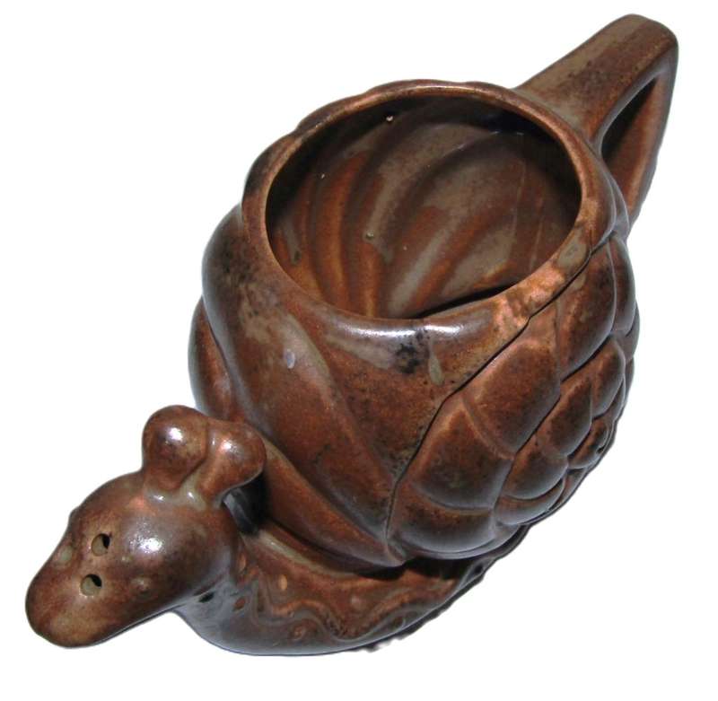 Vintage Brown Ceramic Snail Incense Burner