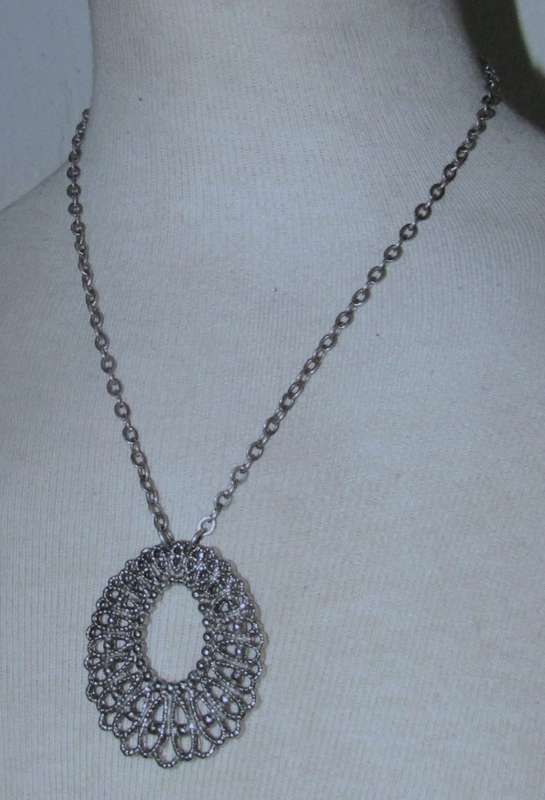 Vintage Dutch Silver Plated Teardrop Pendant on 835 Sterling Silver Chain