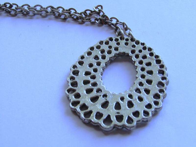 Vintage Dutch Silver Plated Teardrop Pendant on 835 Sterling Silver Chain