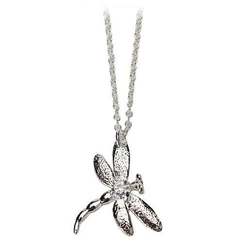Silver tone chain with dragonfly pendant