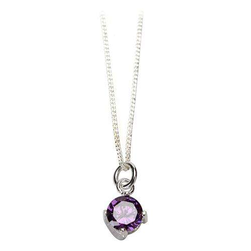 Silver tone chain with amethyst stone pendant