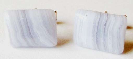 Vintage gold tone cuff links with Blue Lace Agate stones