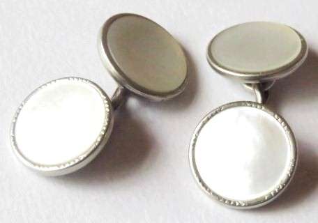 Art Deco double sided Mother of Pearl chain link cufflinks