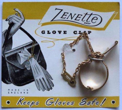 Vintage (c1950) Zenette Glove Clips still in its original packaging